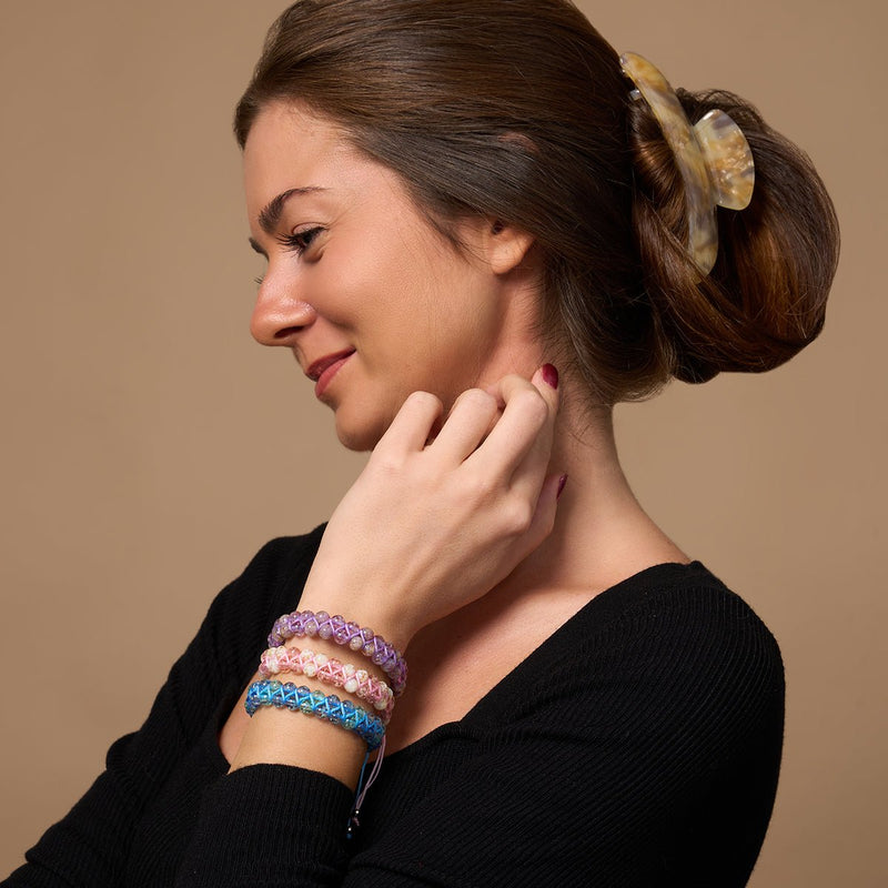 Purple Fields | Periwinkle x Lilac | Double Firefly Glass Bracelet