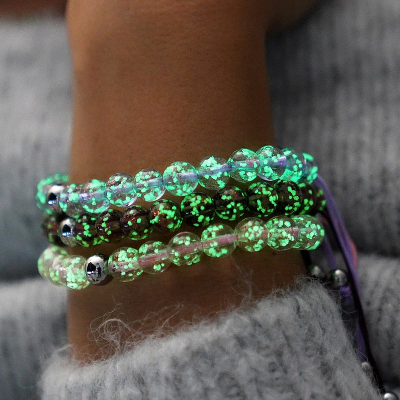 Rosewater | Silver | Firefly Glass Macrame Bracelet