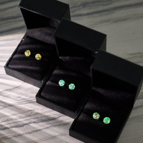 Amber | .925 Sterling Silver | Mini Firefly Glass Stud Earrings