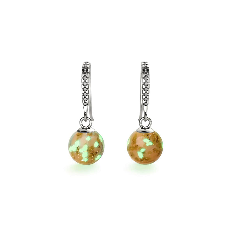 Apricot | .925 Sterling Silver | Firefly Glass Huggie Earrings