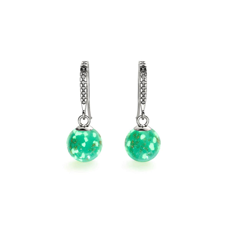 Cactus | .925 Sterling Silver | Firefly Glass Huggie Earrings