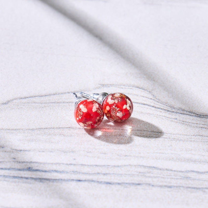 Crimson | .925 Sterling Silver | Mini Firefly Glass Stud Earrings