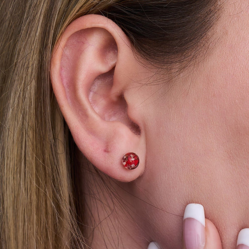Crimson | .925 Sterling Silver | Mini Firefly Glass Stud Earrings