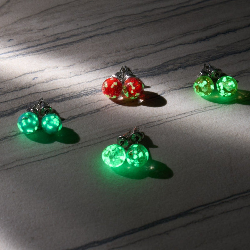 Crimson | .925 Sterling Silver | Mini Firefly Glass Stud Earrings