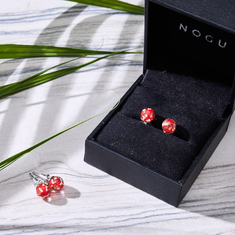 Crimson | .925 Sterling Silver | Mini Firefly Glass Stud Earrings