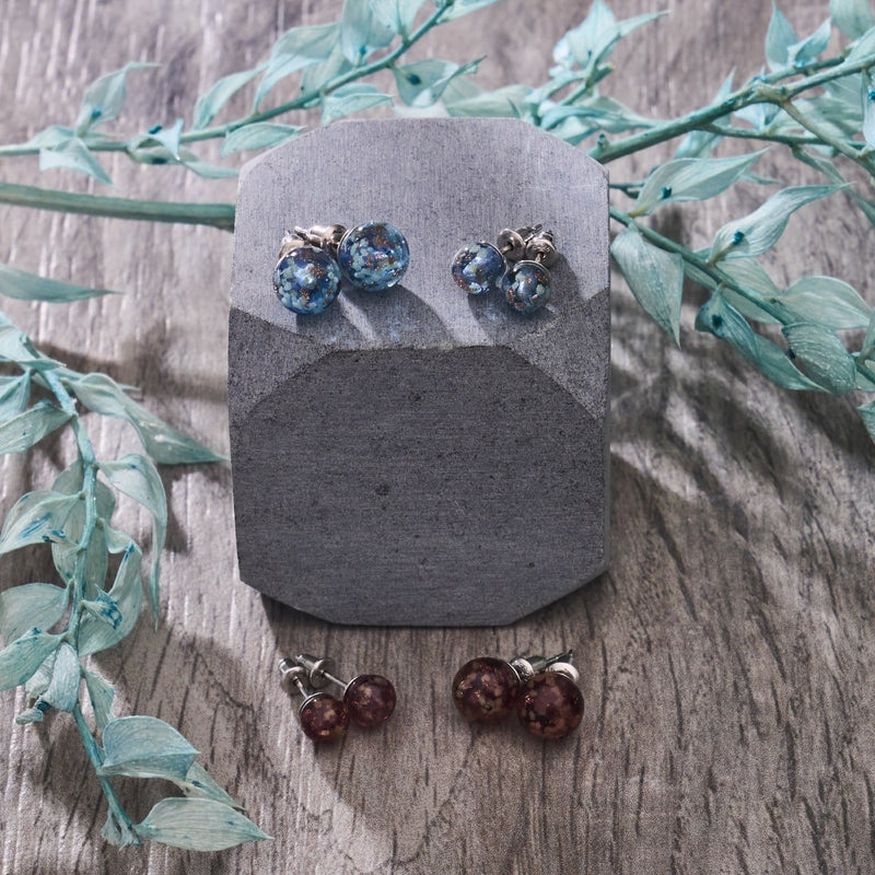 Indigo | .925 Sterling Silver | Mini Firefly Glass Stud Earrings