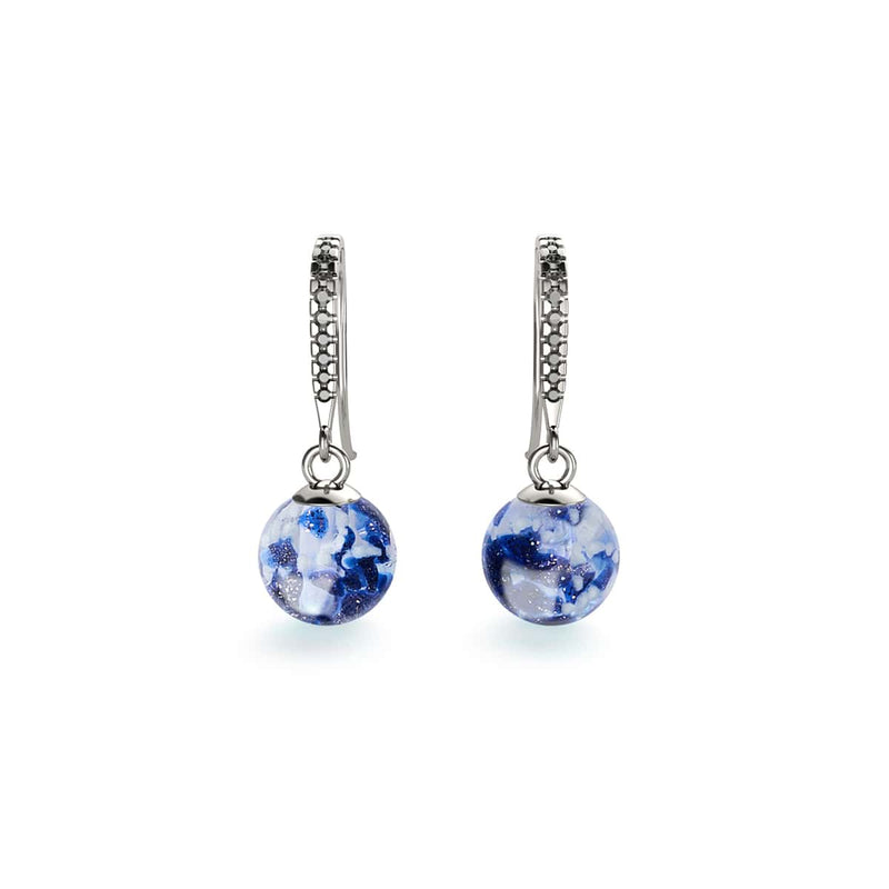 Lapis Flame | .925 Sterling Silver | Firefly Glass Huggie Earrings