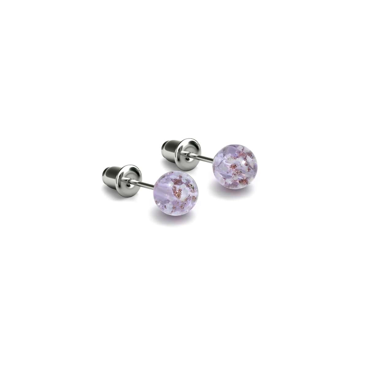 Lilac | .925 Sterling Silver | Mini Firefly Glass Stud Earrings