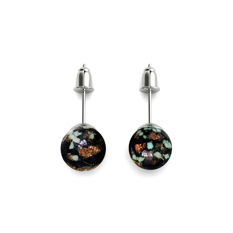 Obsidian | .925 Sterling Silver | Firefly Glass Stud Earrings
