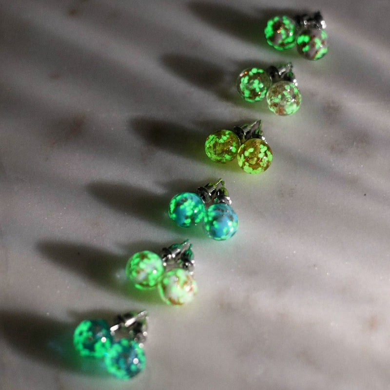 Rosewater | .925 Sterling Silver | Firefly Glass Stud Earrings