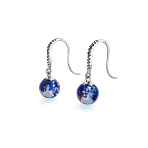 Sapphire | .925 Sterling Silver | Firefly Glass Huggie Earrings