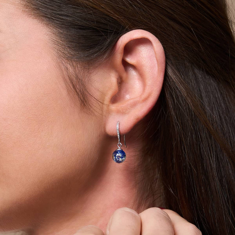 Sapphire | .925 Sterling Silver | Firefly Glass Huggie Earrings