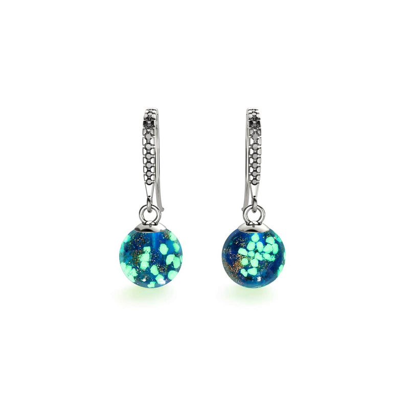 Sapphire | .925 Sterling Silver | Firefly Glass Huggie Earrings