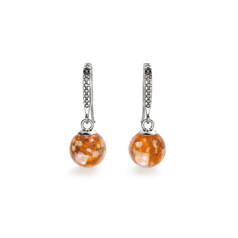 Tangerine | .925 Sterling Silver | Firefly Glass Huggie Earrings