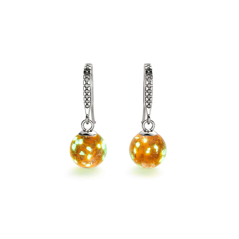 Tangerine | .925 Sterling Silver | Firefly Glass Huggie Earrings