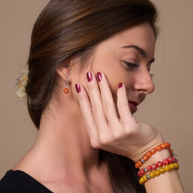 Tangerine | .925 Sterling Silver | Firefly Glass Huggie Earrings