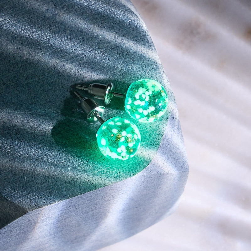Teal | .925 Sterling Silver | Firefly Glass Stud Earrings