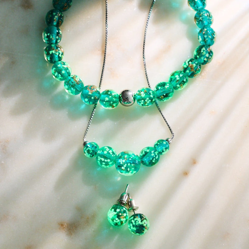 Teal | .925 Sterling Silver | Firefly Glass Stud Earrings