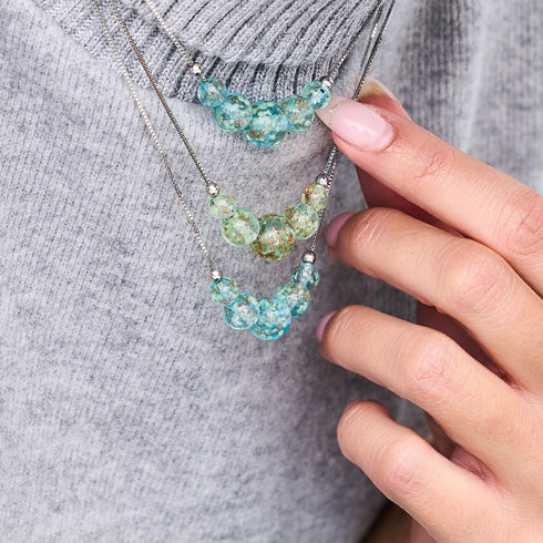 Arctic Blue | .925 Sterling Silver | Firefly Glass Infinity Clasp Necklace