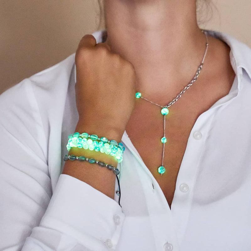 Cerulean | Silver | Firefly Glass Cascade Double Pendant