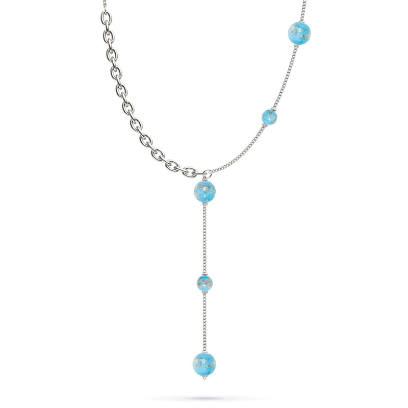 Cerulean | Silver | Firefly Glass Cascade Double Pendant