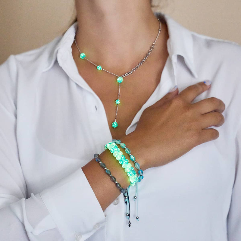 Cerulean | Silver | Firefly Glass Cascade Double Pendant