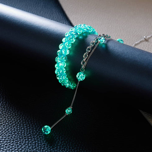 Indigo | Silver | Firefly Glass Cascade Double Pendant