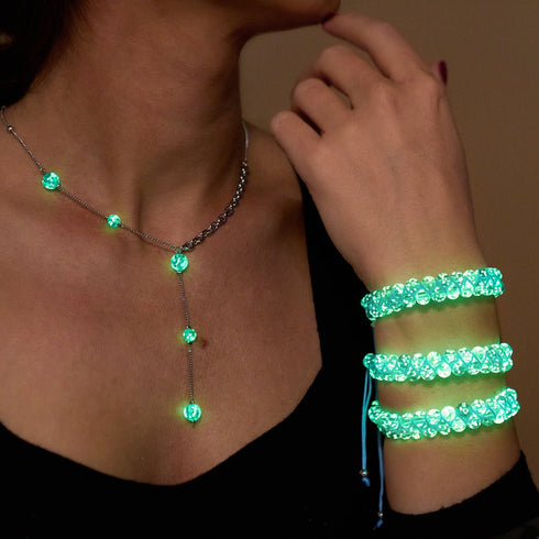 Indigo | Silver | Firefly Glass Cascade Double Pendant