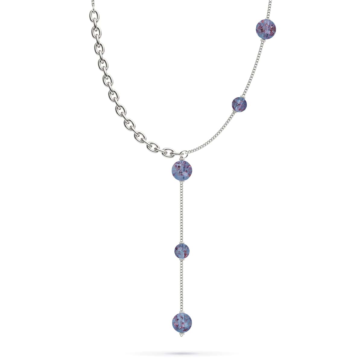 Indigo | Silver | Firefly Glass Cascade Double Pendant