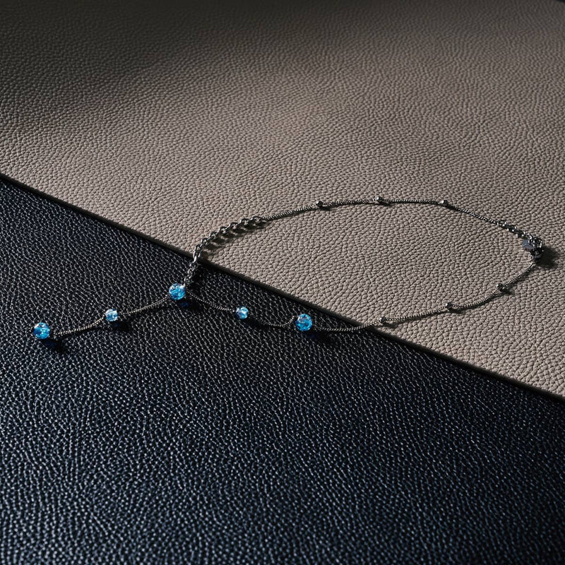 Indigo | Silver | Firefly Glass Cascade Double Pendant