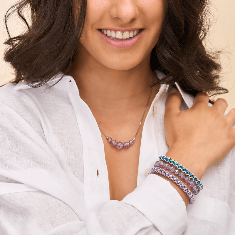 Lilac | .925 Sterling Silver | Firefly Glass Infinity Clasp Necklace