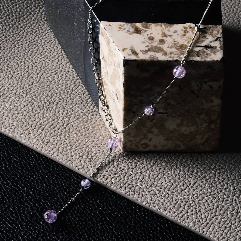 Lilac | Silver | Firefly Glass Cascade Double Pendant