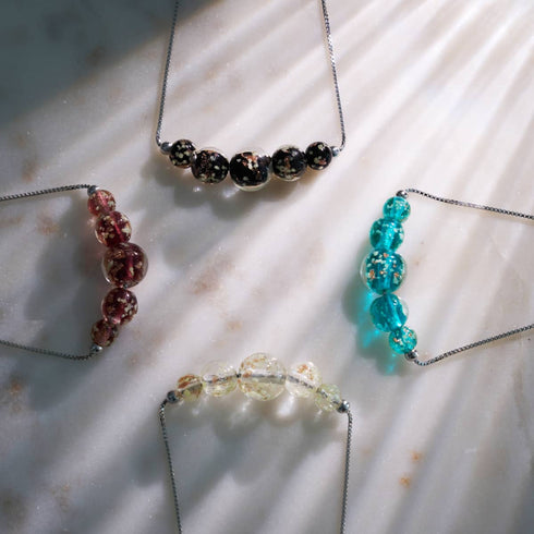 Obsidian | .925 Sterling Silver | Firefly Glass Infinity Clasp Necklace