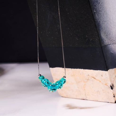 Teal | .925 Sterling Silver | Firefly Glass Infinity Clasp Necklace