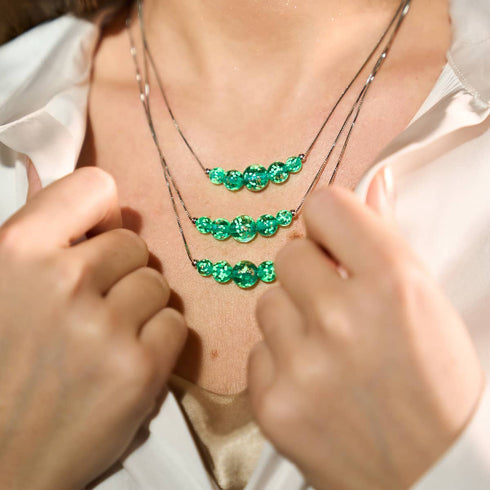 Teal | .925 Sterling Silver | Firefly Glass Infinity Clasp Necklace