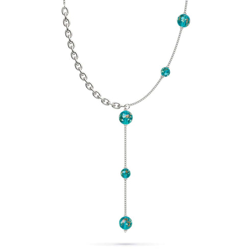 Teal | Silver | Firefly Glass Cascade Double Pendant