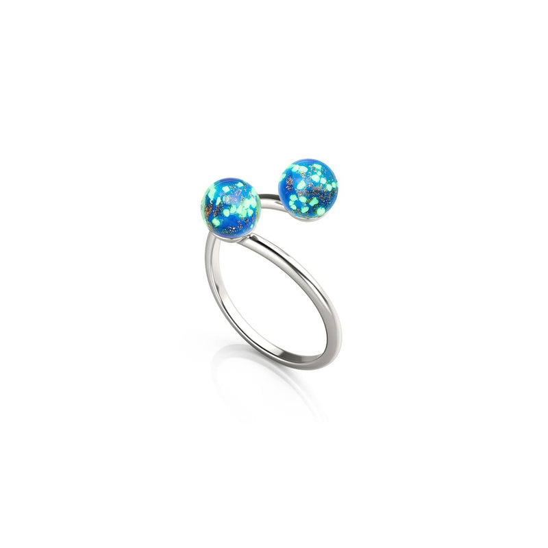 Cobalt | .925 Sterling Silver | Firefly Glass | Infinity Helix Ring