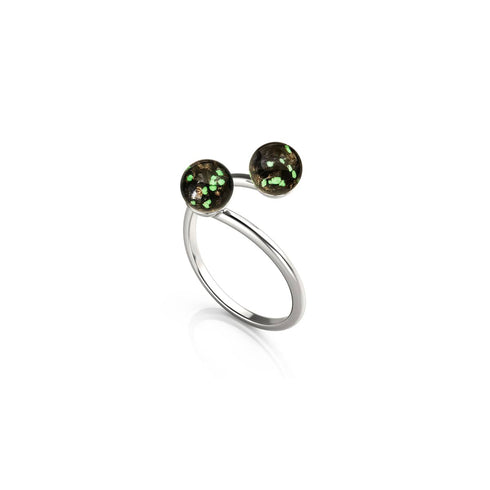 Obsidian | .925 Sterling Silver | Firefly Glass | Infinity Helix Ring