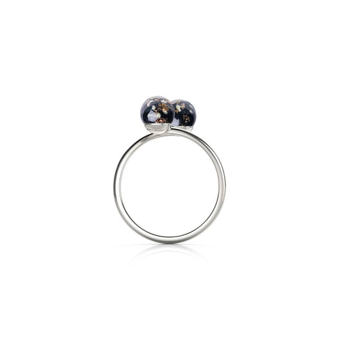 Obsidian | .925 Sterling Silver | Firefly Glass | Infinity Helix Ring