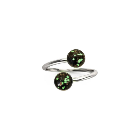 Obsidian | .925 Sterling Silver | Firefly Glass | Infinity Helix Ring