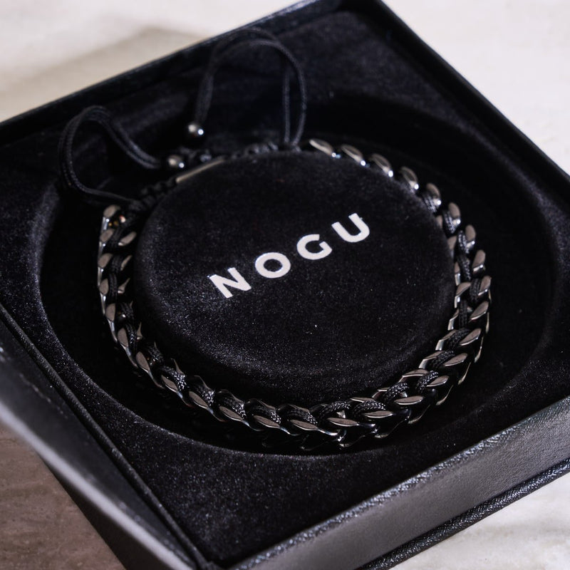 Black x Gunmetal | Gaia Wheat Chain Bracelet