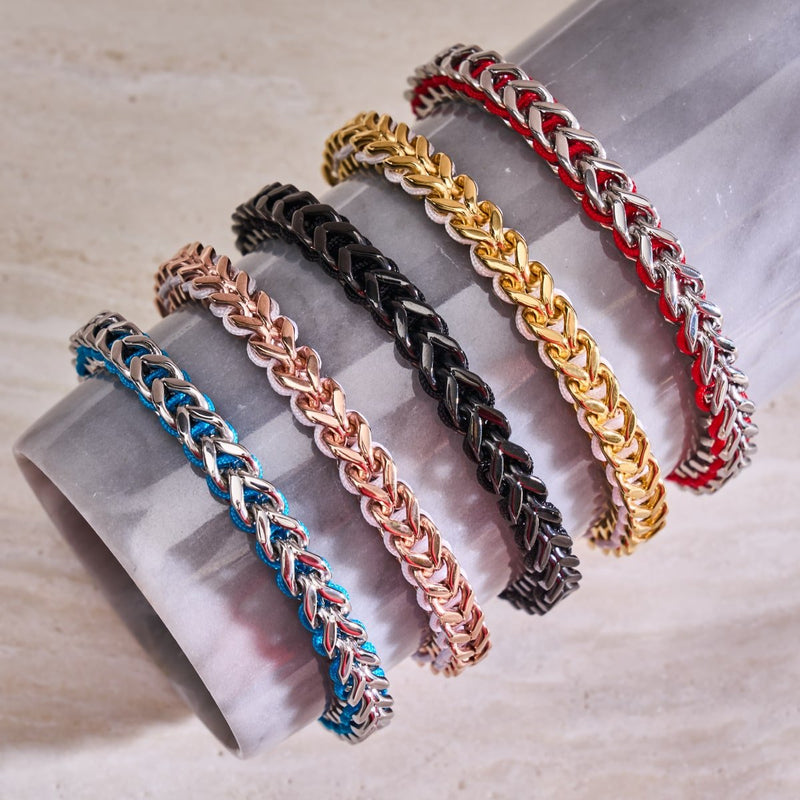 Blue x Silver | Gaia Wheat Chain Bracelet