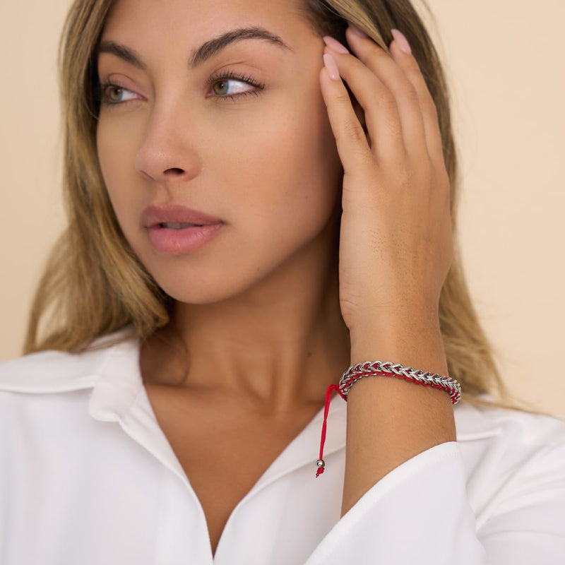 Red x Silver | Gaia Wheat Chain Bracelet