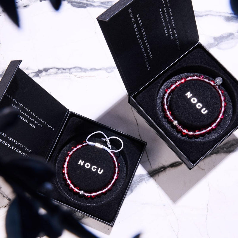 Blood Moon | Silver | Galaxy Glass Bead Bracelet