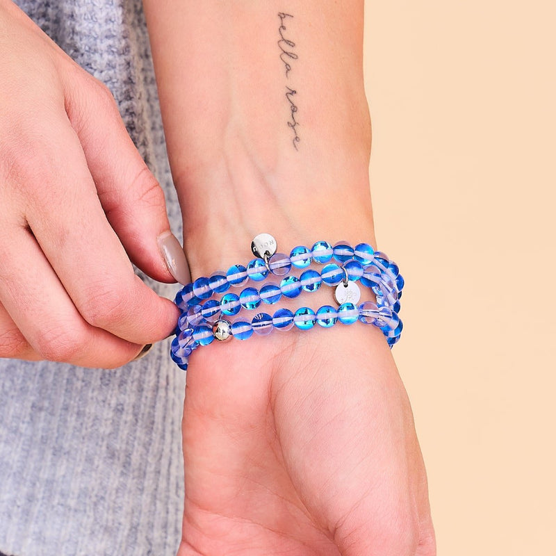 Blue Andromeda | Silver | Galaxy Glass Bead Bracelet