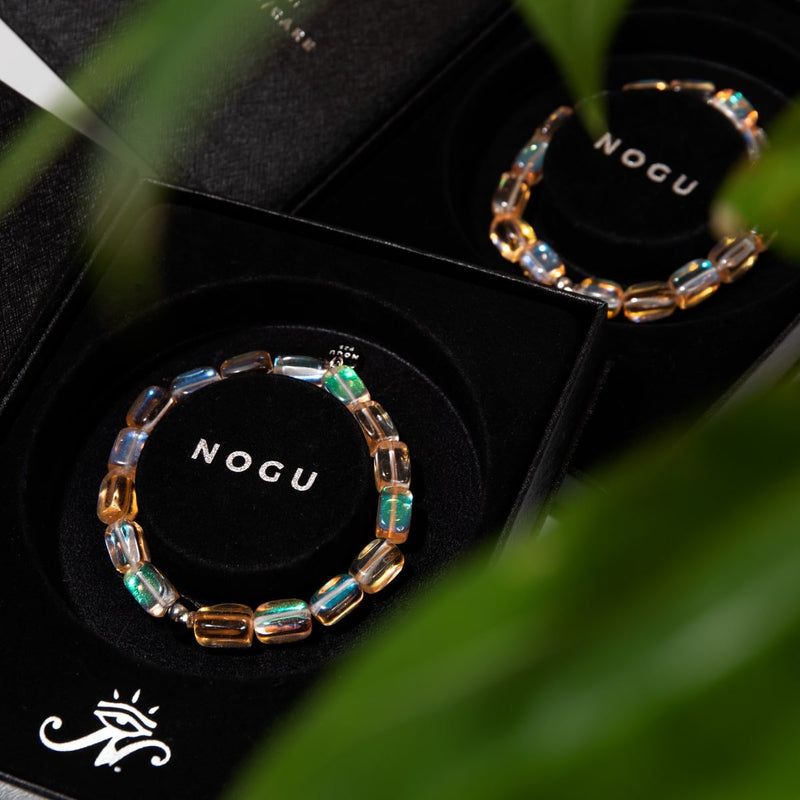 Champagne Supernova | .925 Sterling Silver | Galaxy Glass Pebble Bracelet