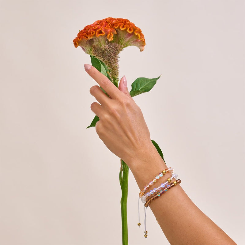 Champagne Supernova | Gold | Galaxy Glass Macrame Bead Bracelet