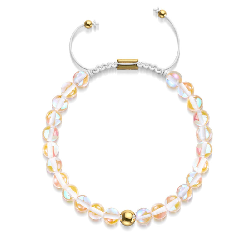 Champagne Supernova | Gold | Galaxy Glass Macrame Bead Bracelet