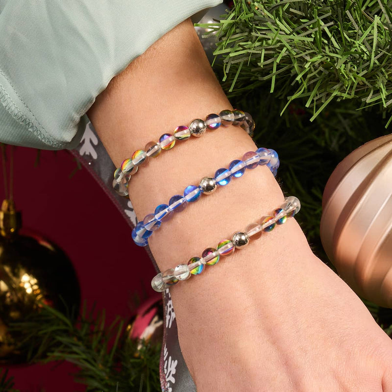 Indigo Borealis | Silver | Galaxy Glass Bead Bracelet