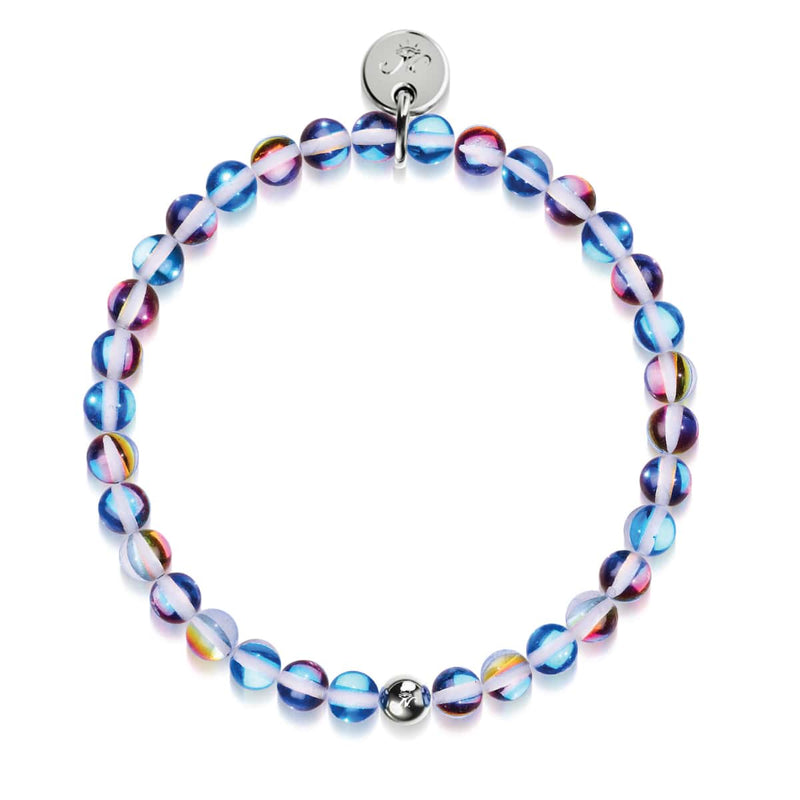 Indigo Borealis | Silver | Galaxy Glass Bead Bracelet